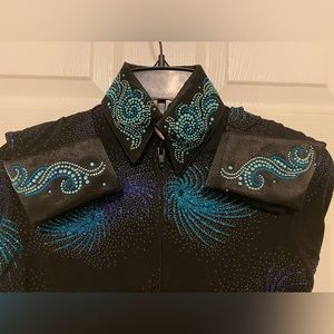 Western Show Shirt, xs black with sparkle